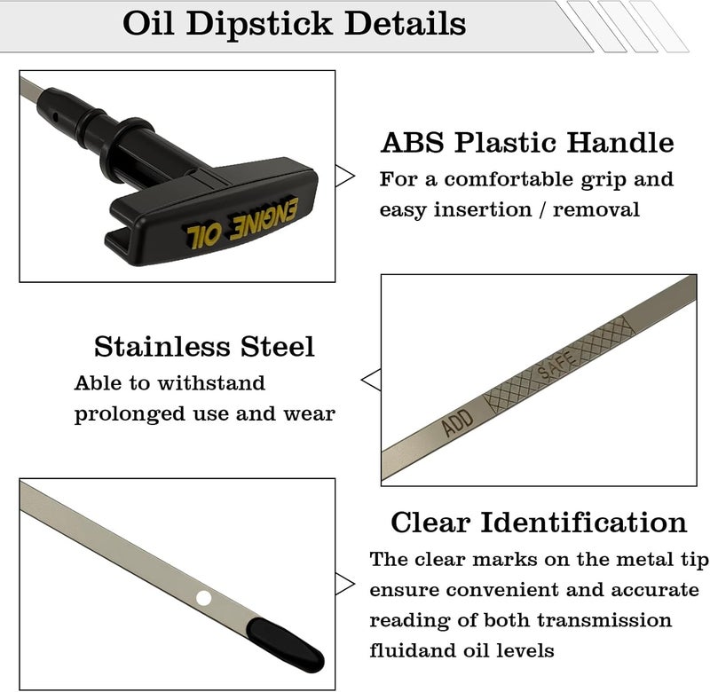 FBLOWMOD 5086843AB Engine Oil Dipstick Indicator, Compatible with Dodge Ram 2500 3500 Pickup 5.9L RAM 4000 Diesel 5.9L L6 Engine Oil Fluid Level Dip Stick Replace 5086844AA, 921127, 921128 - Image 4